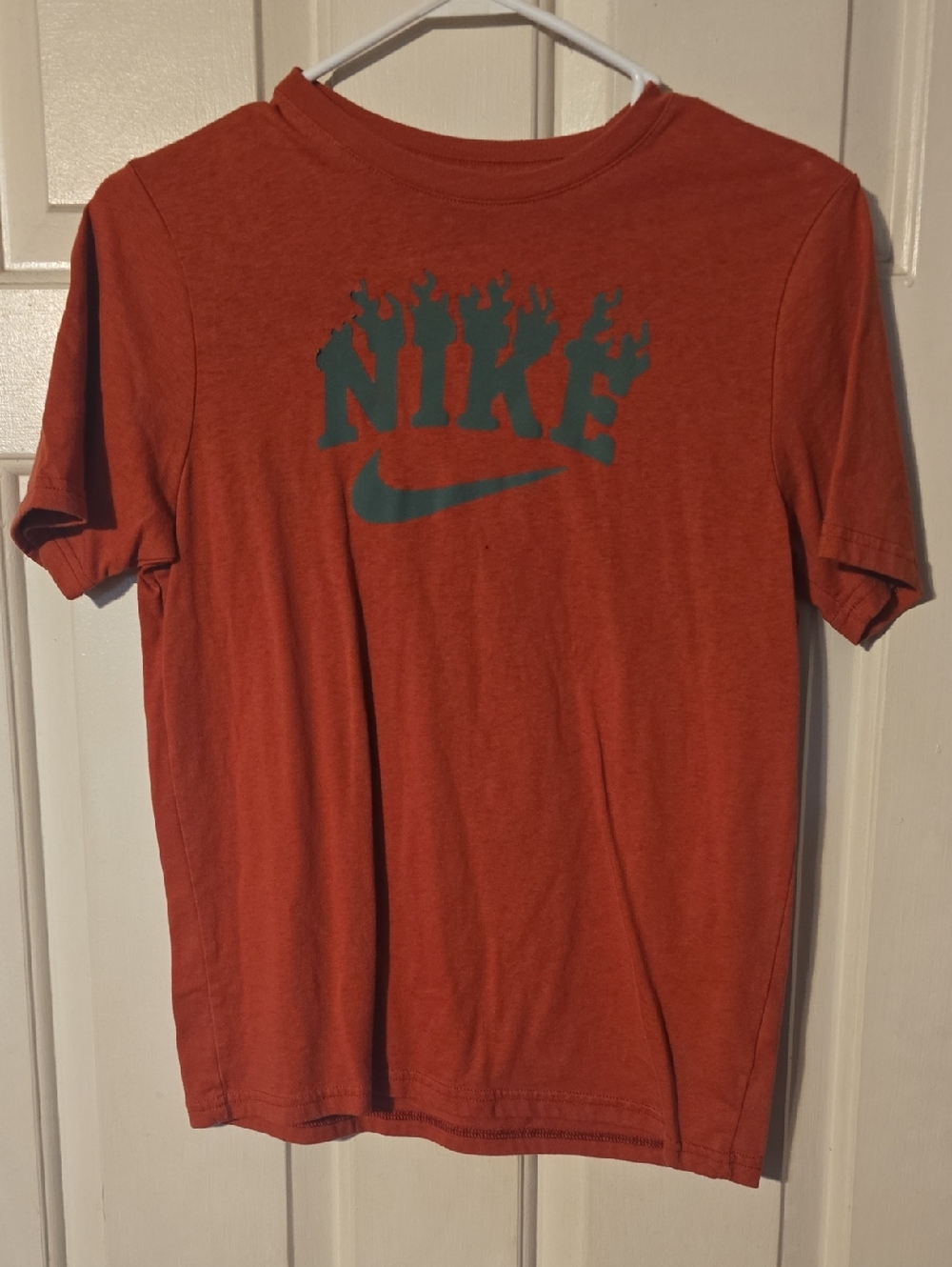 Nike Rust Orange Tee with Teal Flame Logo